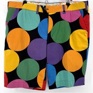 Loudmouth Golf Shorts Men 42 Multicolor Bold Polka Dot Stretch